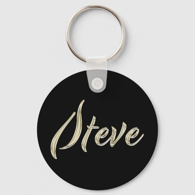 Steve Name whitegold Button Schlüsselanhänger Key Ring (Front)