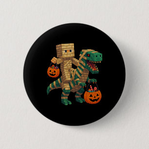 Steve Riding Mummy Dinosaur T Rex Halloween Funny 6 Cm Round Badge