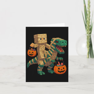 Steve Riding Mummy Dinosaur T Rex Halloween Funny  Card