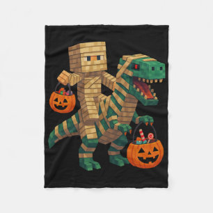 Steve Riding Mummy Dinosaur T Rex Halloween Funny Fleece Blanket