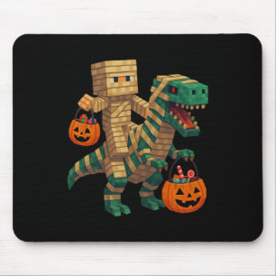 Steve Riding Mummy Dinosaur T Rex Halloween Funny Mouse Pad
