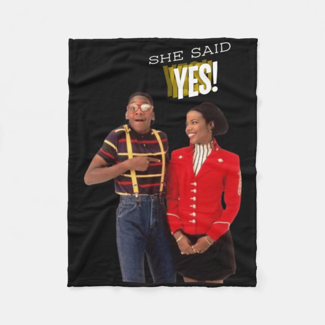 Steve Urkel Family S She Said Yes! Sticker  Fleece Blanket (Front)