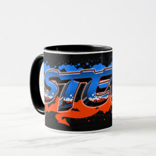 Steve Vorname Name Graffiti blue orange Tasse Mug
