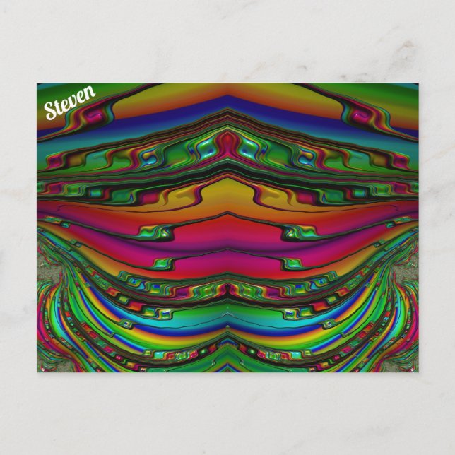 STEVEN ~ 3D Fractal Design Pattern ~ Multicolour  Postcard (Front)