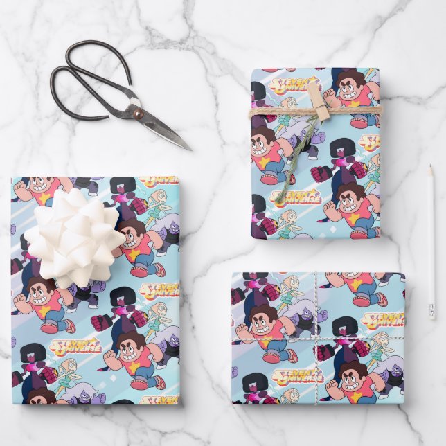 Steven Universe | Crystal Gem Group Action Wrapping Paper Sheet (Front)