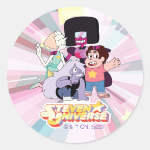 Steven Universe   Crystal Gem Group Huddle Classic Round Sticker