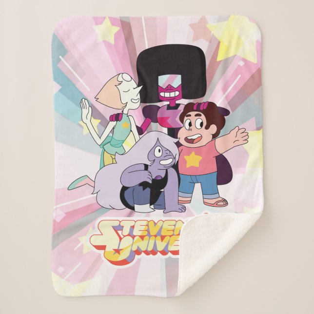 Steven Universe | Crystal Gem Group Huddle Sherpa Blanket (Front)