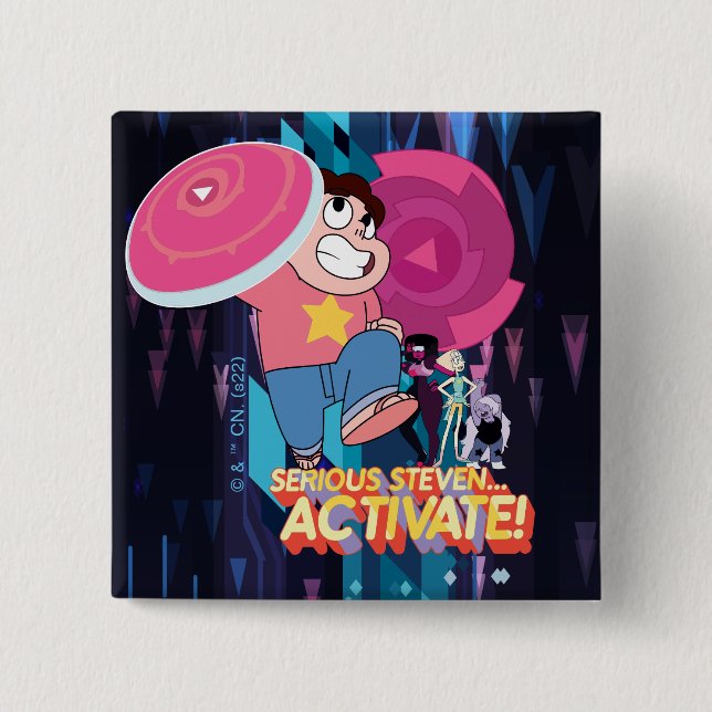 Steven Universe | Serious Steven… Activate! 15 Cm Square Badge (Front)