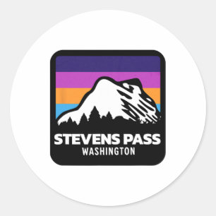 Stevens P Washington Mountain Skiing Snowboarding Classic Round Sticker
