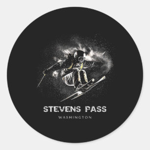Stevens P Washington Ski Skiing Skier _1 Classic Round Sticker