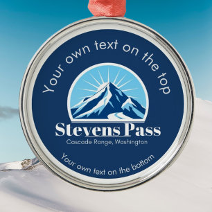 Stevens Pass Cascades Washington ski resort medal Metal Ornament