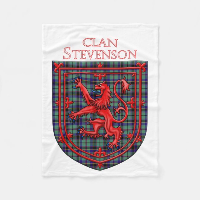 Stevenson Tartan Scottish Plaid Lion Rampant Fleece Blanket (Front)