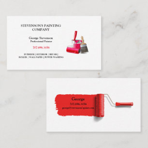 Stevenson's Painting Co. Paint Brush Roller & Can Business Card