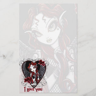 "Stevie" Gothic Valentine Tattoo Angel Stationery