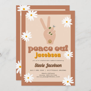 STEVIE Retro 70s Daisy Peace Out Bachelorette Invi Invitation