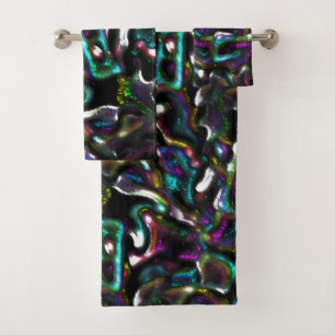 Stew of coloured and twisted metallic shapes? bath towel set