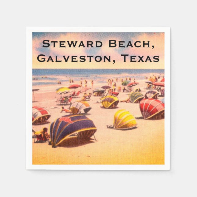 Steward Beach, Galveston, Texas Napkin (Front)