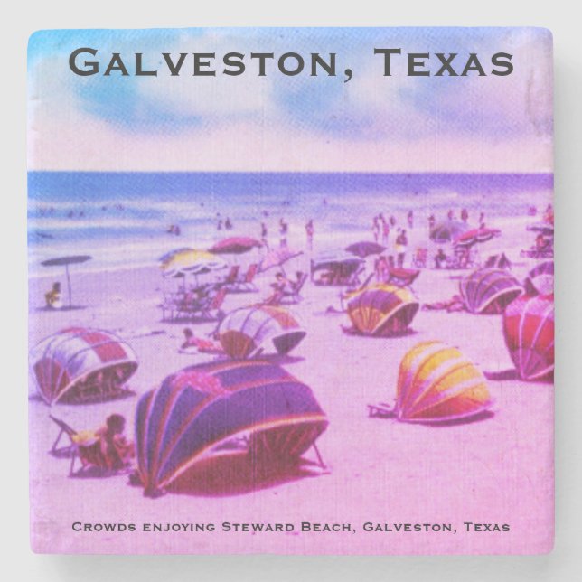 Steward Beach, Galveston, Texas Stone Coaster (Front)