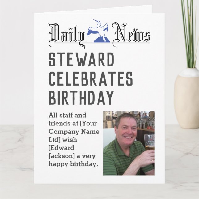Steward Birthday Card to Personalise (Front)