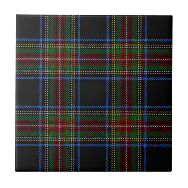 Stewart Black Tartan Ceramic Tile (Front)