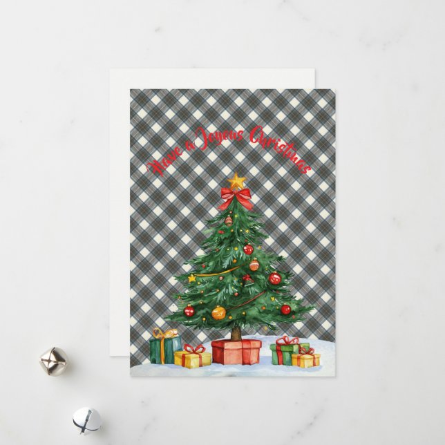 Stewart Blue Dress Scottish Clan Tartan Christmas Holiday Card (Front/Back In Situ)