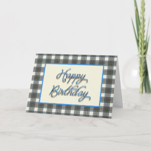 Stewart Blue Tartan Birthday Card