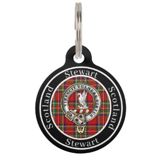 Stewart Clan Badge & Tartan Personalised  Pet Tag