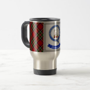 Stewart Clan Badge & Tartan Personalized Travel Mug