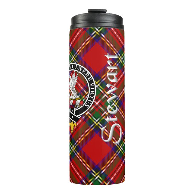 Stewart Clan Badge & Tartan Thermal Tumbler (Front)