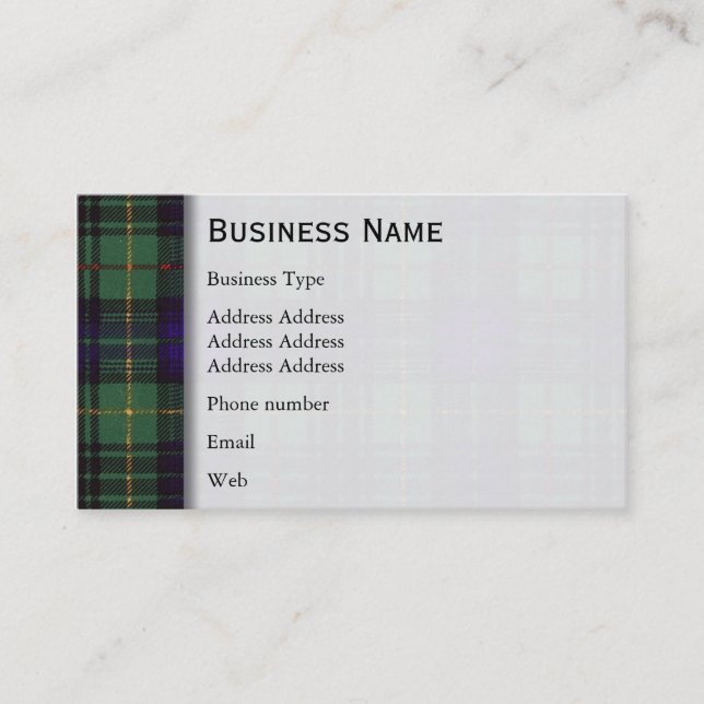 Stewart clan Hunting Plaid Scottish tartan Business Card (Front)
