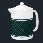 Stewart Clan Hunting Tartan Green and Blue Plaid<br><div class="desc">Teapot with a forest green,  dark blue,  red,  yellow,  and black Scottish plaid pattern. Traditional Clan Stewart family hunting tartan,  including the Spruill sept. Choose from two sizes. Matching teacups and mugs available.</div>