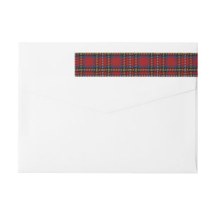 Stewart Clan Tartan with Thistle Return Address Wrap Around Label