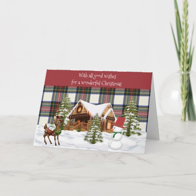 Stewart Dress Modern  Scottish Tartan Christmas Holiday Card (Front)