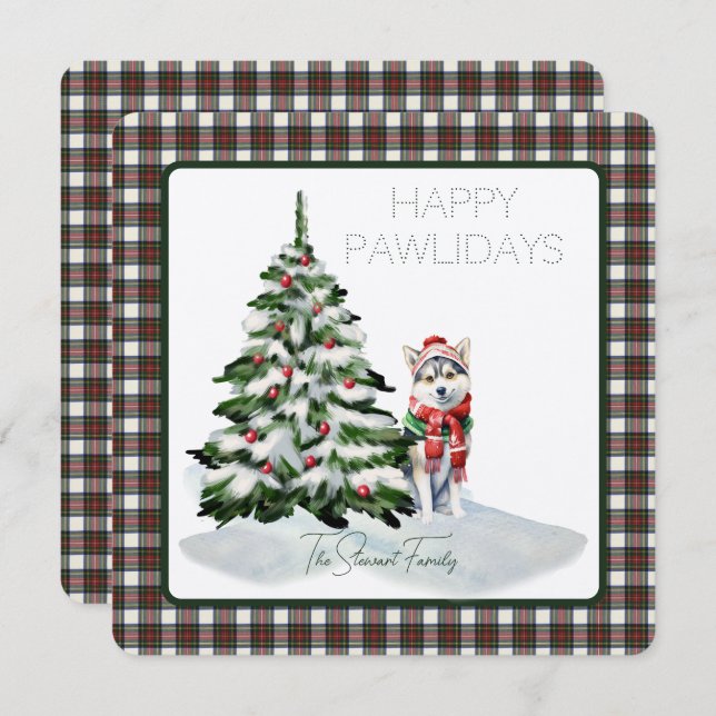 Stewart Dress Modern Tartan Happy Pawlidays Dog (Front/Back)