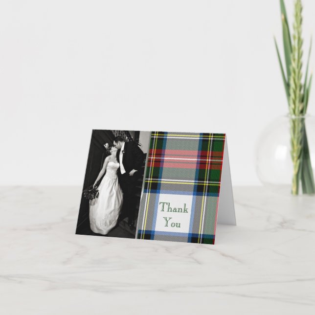 Stewart Dress Plaid Photo Thank You Card (Front)