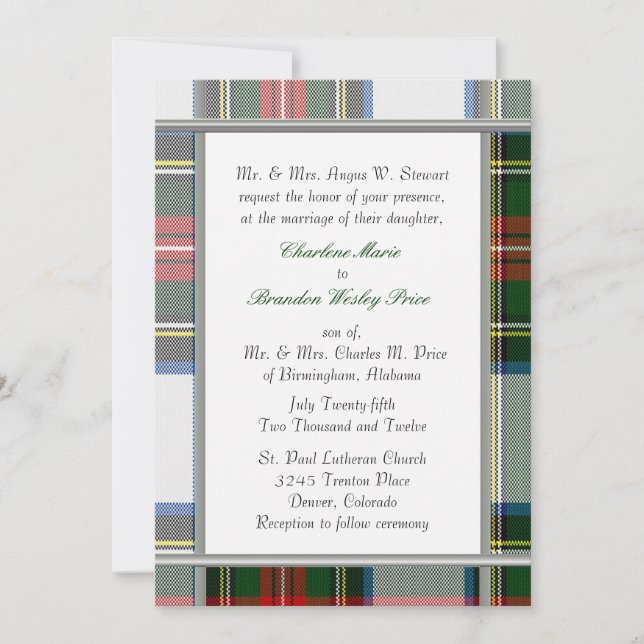 Stewart Dress Tartan Plaid Wedding Invitation (Front)