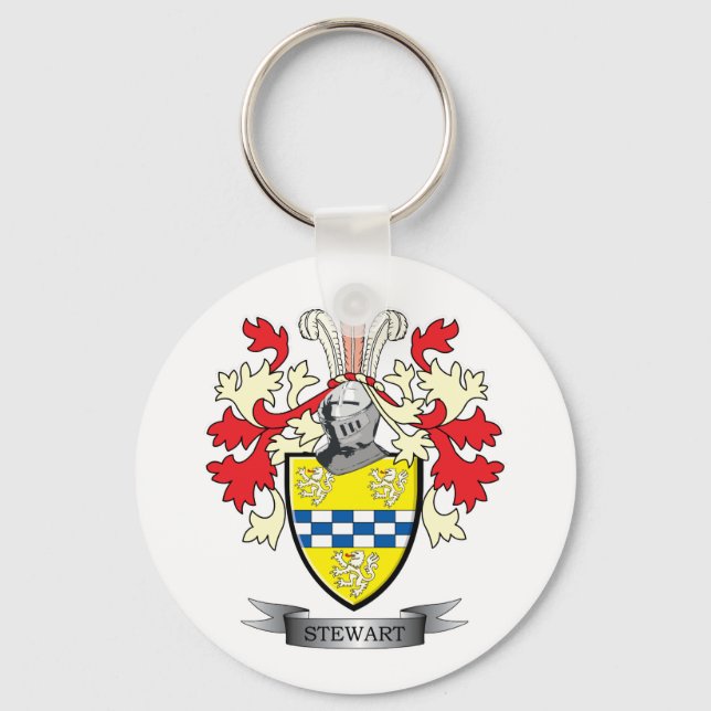 Stewart Family Crest Coat of Arms Key Ring (Front)
