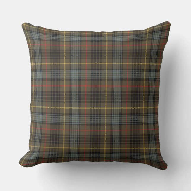 Stewart Hunting Weathered Tartan Plaid Pattern Cushion (Front)