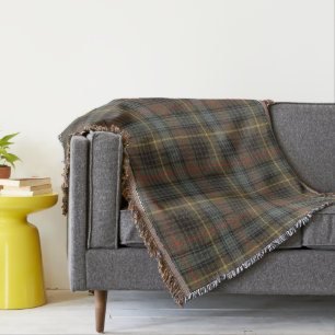 Stewart Hunting Weathered Tartan Plaid Pattern Throw Blanket