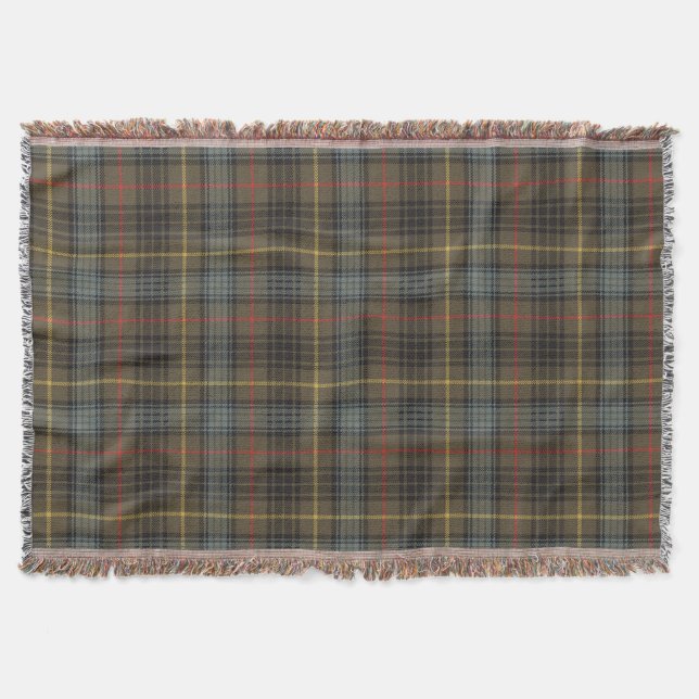 Stewart Hunting Weathered Tartan Plaid Pattern Throw Blanket (Front)