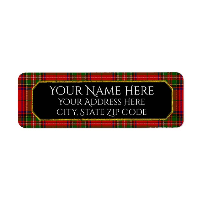 Stewart Plaid Personalise Return Address Label (Front)