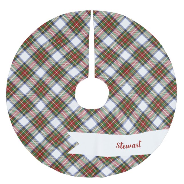 Stewart Royal Dress Plaid Scottish Pattern Brushed Polyester Tree Skirt (Front)