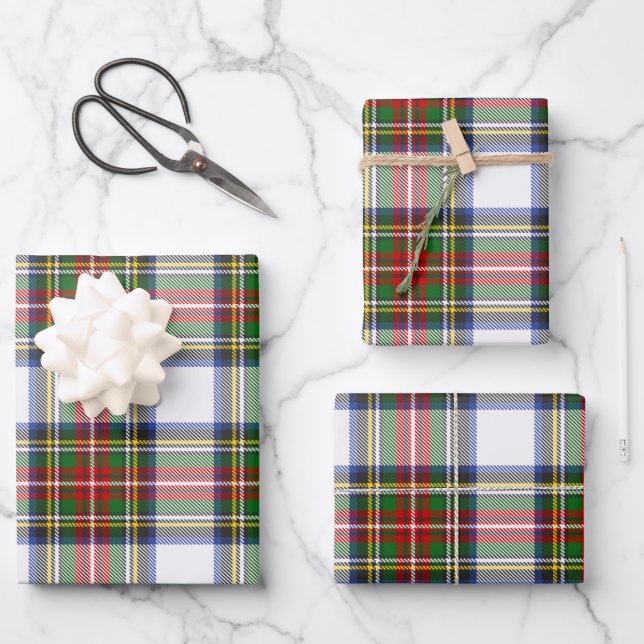 Stewart Royal Dress Plaid Scottish Pattern Ident Wrapping Paper Sheet (Front)
