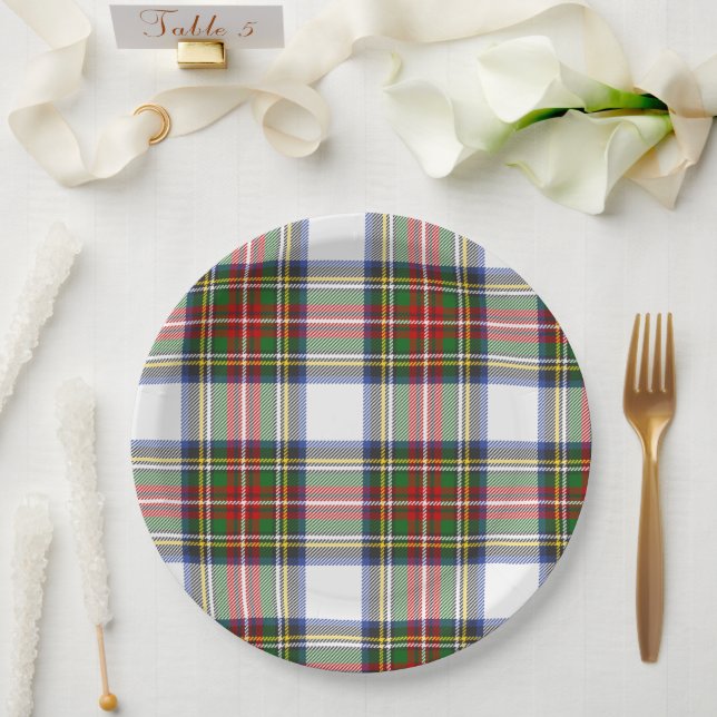 Stewart Royal Dress Plaid Scottish Pattern Paper Plate (Wedding)