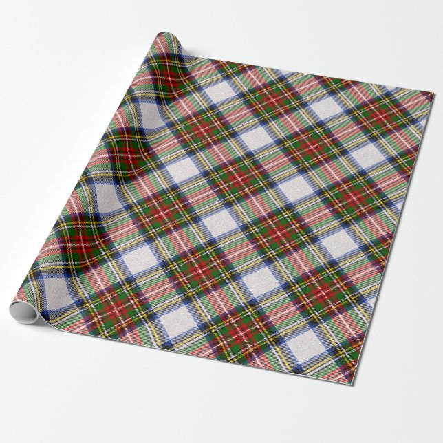 Stewart Royal Dress Plaid Scottish Pattern Wrapping Paper (Unrolled)