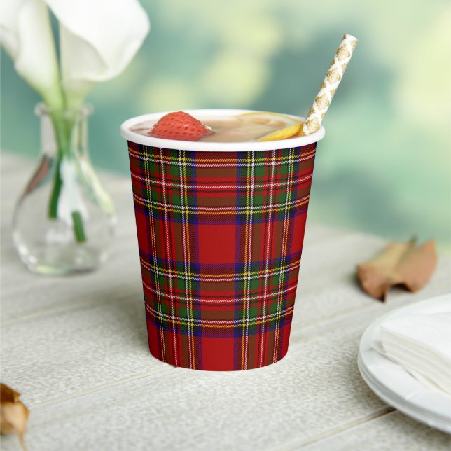 Stewart Royal Scottish Clan Tartan Paper Cups (Insitu)