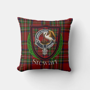 Stewart Scottish Clan Tartan & Crest Cushion