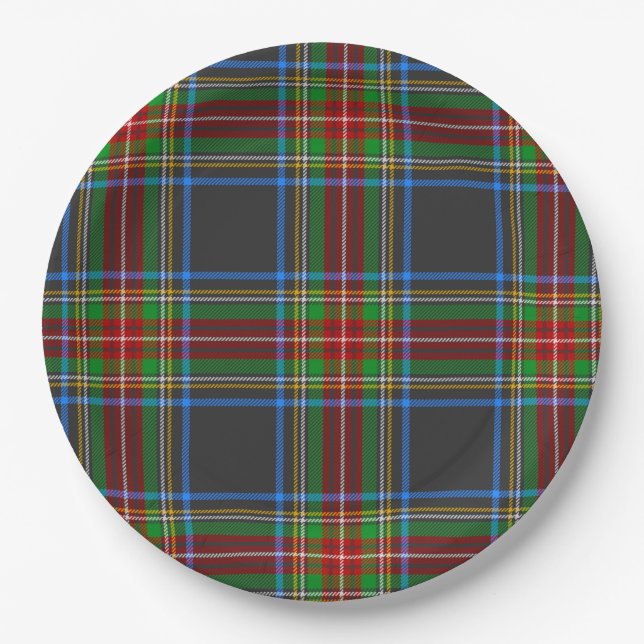 Stewart Stuart Black Clan Tartan Plaid Paper Plate (Front)