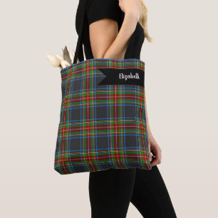 Stewart Stuart Black Clan Tartan Plaid Tote Bag