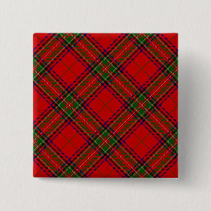 Stewart / Stuart tartan red green plaid 15 Cm Square Badge